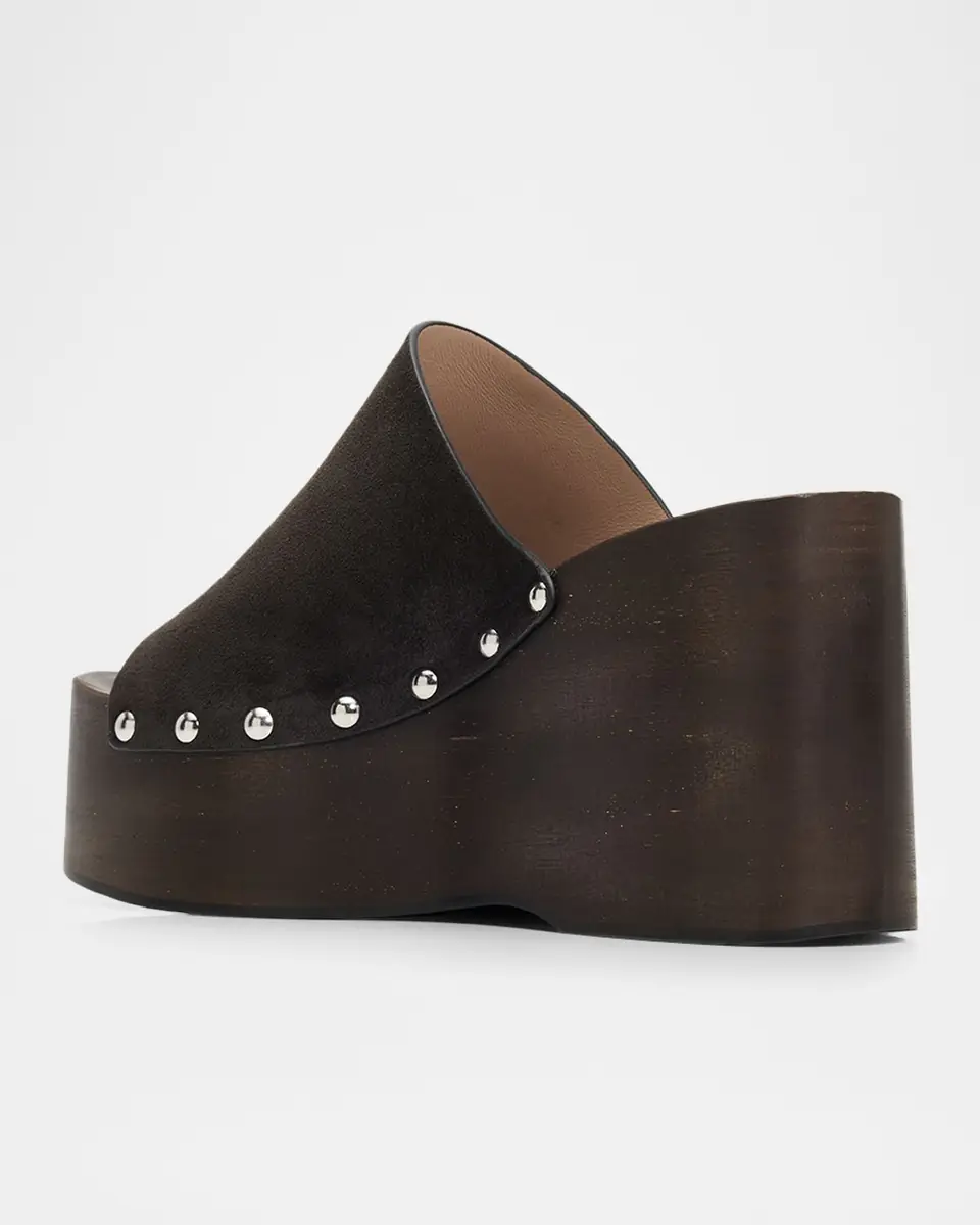 Stuart Weitzman 100mm Kate Suede Platform Clogs | Thumbnail 4