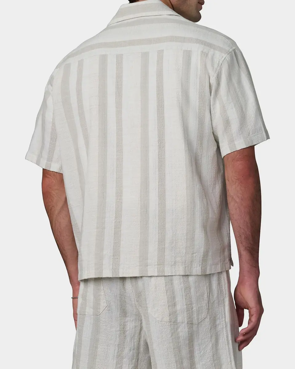 Joe's Jeans Men's Dobby Stripe Cotton and Linen Cabana Shirt | Thumbnail 3