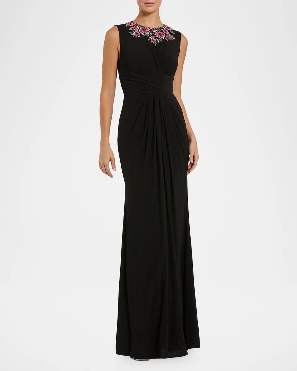 Mac Duggal Crystal-Embellished Jersey Column Gown | Thumbnail 2 Mac Duggal Crystal-Embellished Jersey Column Gown | Thumbnail 2
