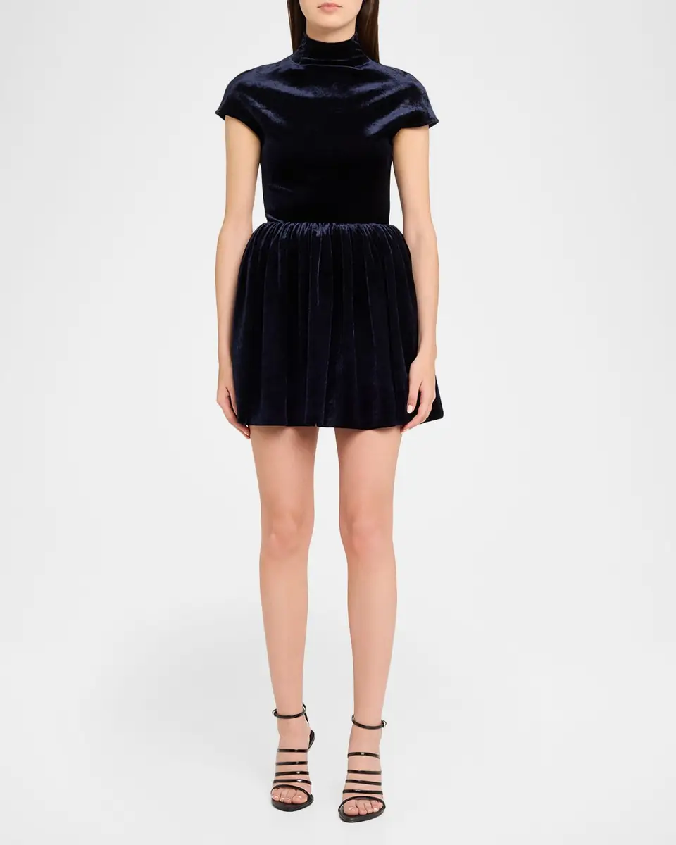 ALAÏA Mock-Neck Velvet Fit-And-Flare Mini Dress | Thumbnail 2