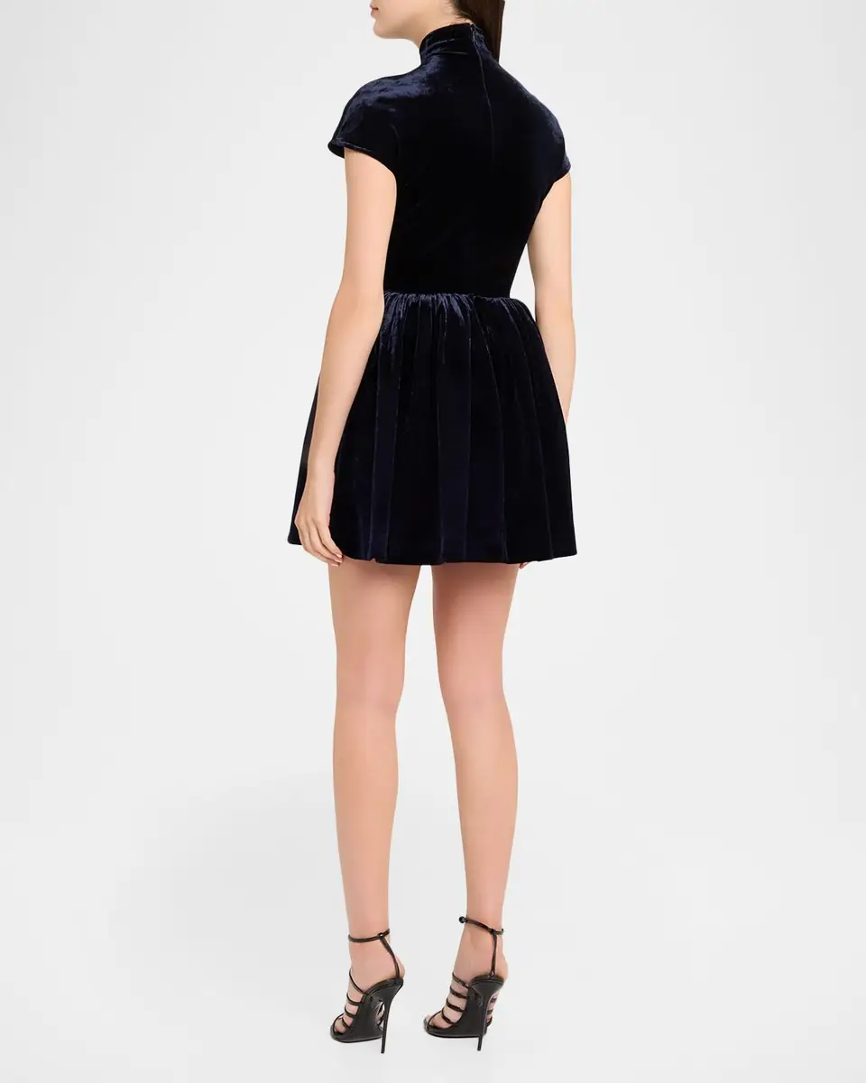 ALAÏA Mock-Neck Velvet Fit-And-Flare Mini Dress | Thumbnail 3