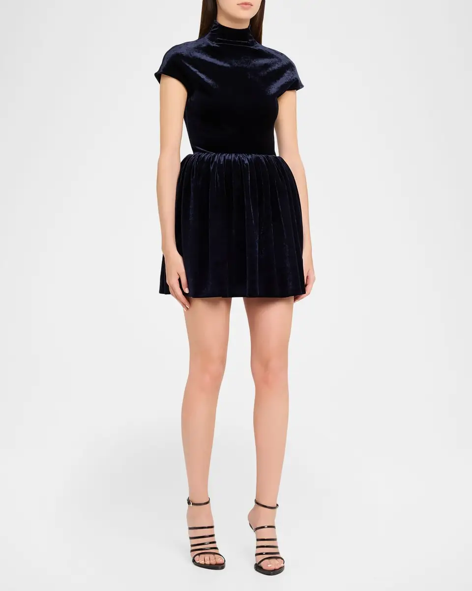 ALAÏA Mock-Neck Velvet Fit-And-Flare Mini Dress | Thumbnail 4