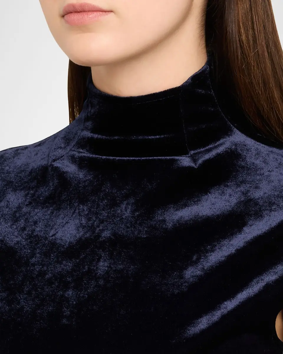 ALAÏA Mock-Neck Velvet Fit-And-Flare Mini Dress | Thumbnail 5