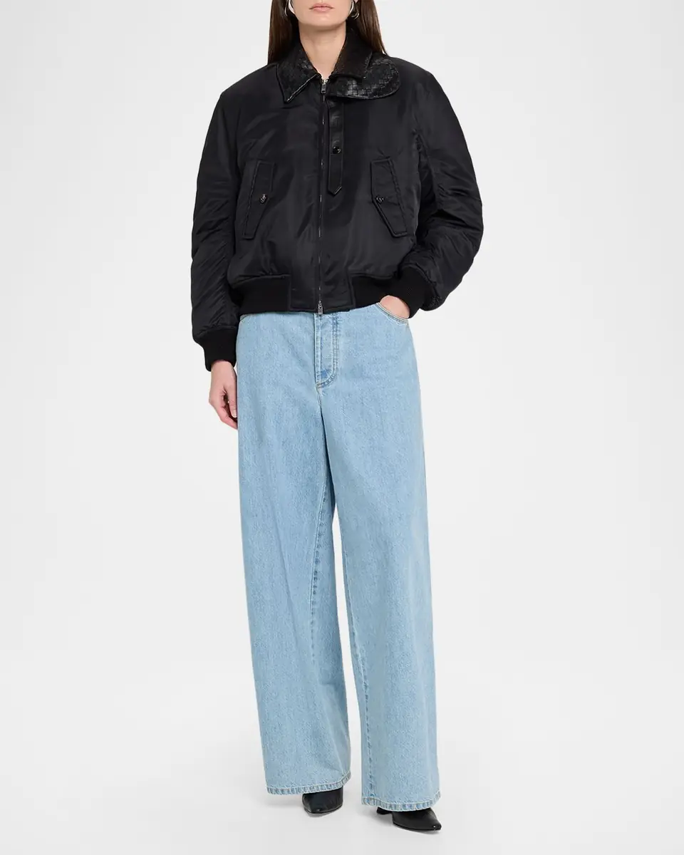 Bottega Veneta Intrecciato Collar Blouson Bomber Jacket | Thumbnail 2 Bottega Veneta Intrecciato Collar Blouson Bomber Jacket | Thumbnail 2