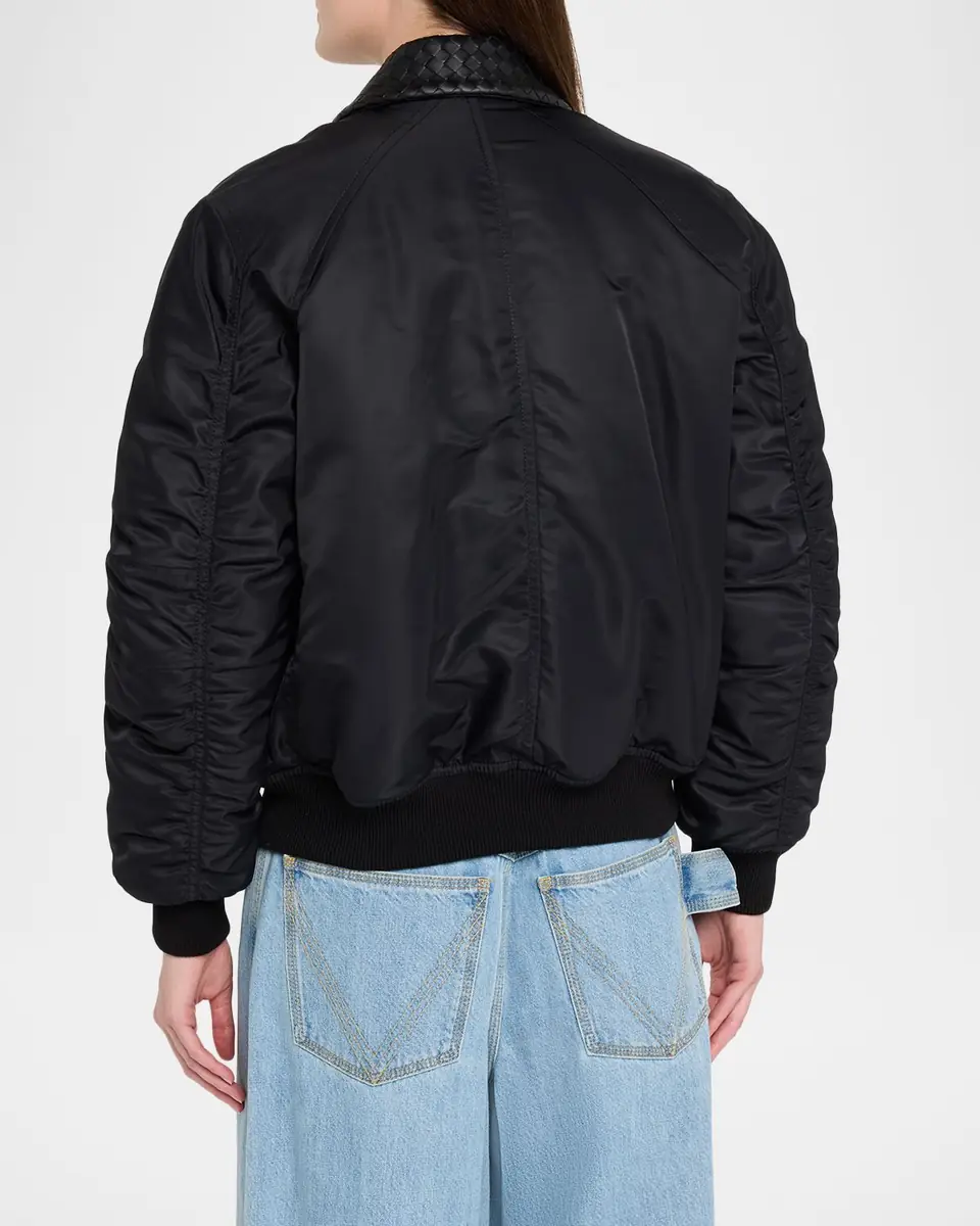Bottega Veneta Intrecciato Collar Blouson Bomber Jacket | Thumbnail 3 Bottega Veneta Intrecciato Collar Blouson Bomber Jacket | Thumbnail 3