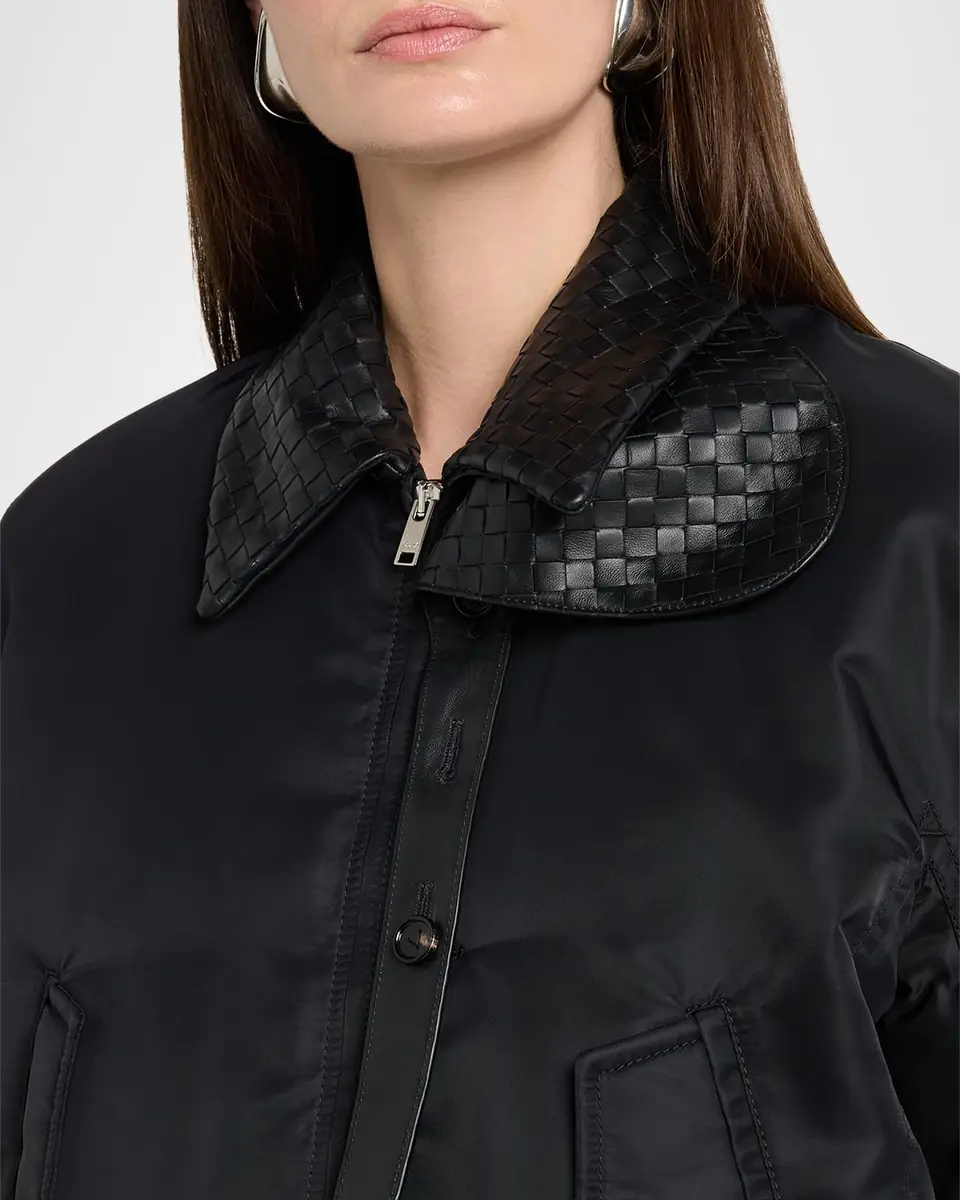 Bottega Veneta Intrecciato Collar Blouson Bomber Jacket | Thumbnail 5 Bottega Veneta Intrecciato Collar Blouson Bomber Jacket | Thumbnail 5