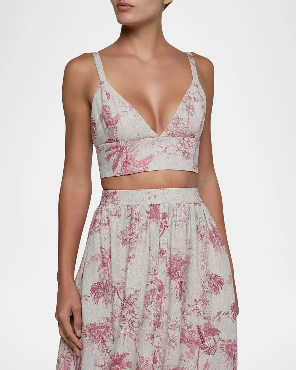 L'Agence Kaori Etoile-Print Linen Bralette Top | Thumbnail 4 L'Agence Kaori Etoile-Print Linen Bralette Top | Thumbnail 4
