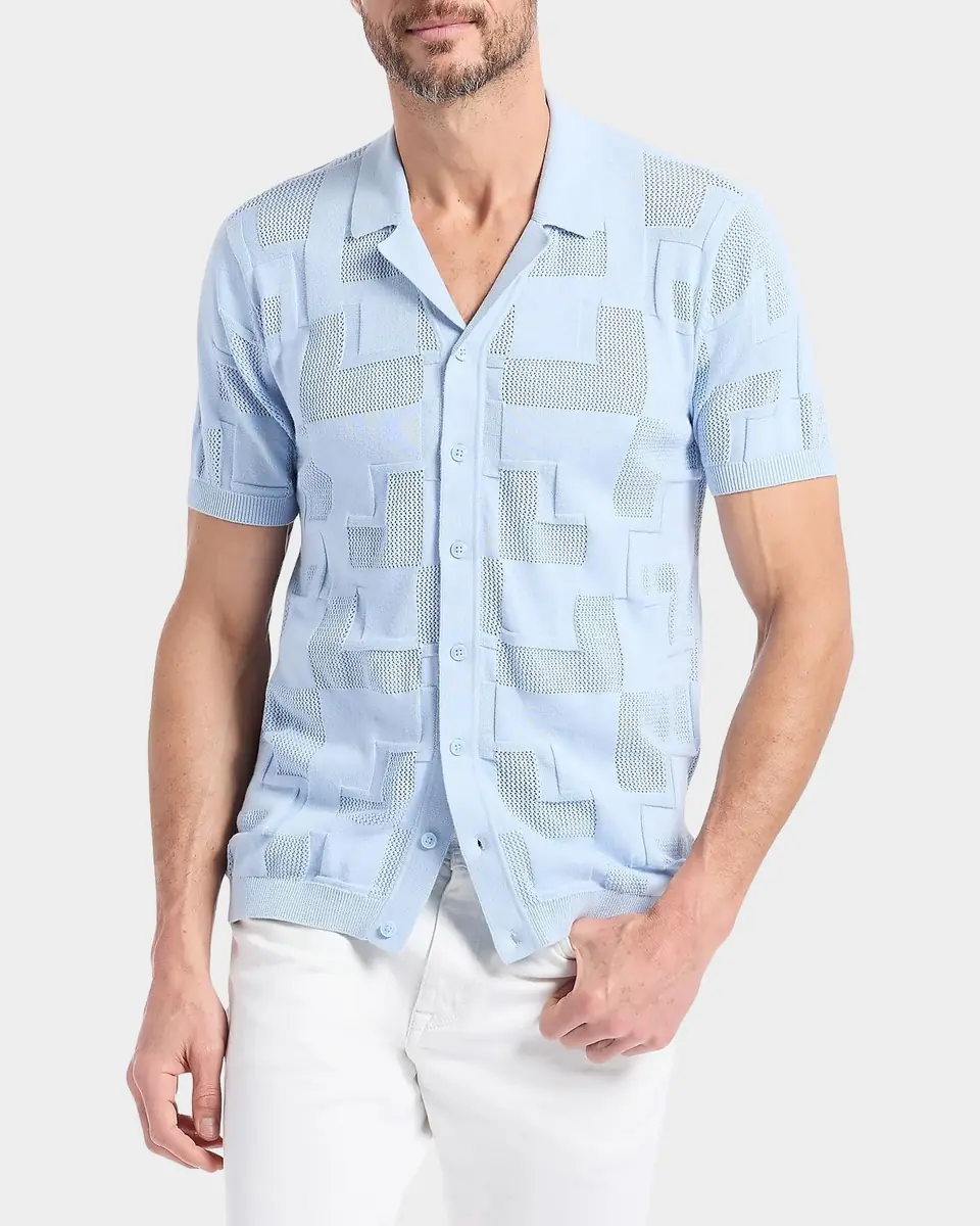 Robert Graham Men's Drayford Geometric Cotton Knit Short-Sleeve Sweater | Thumbnail 4 Robert Graham Men's Drayford Geometric Cotton Knit Short-Sleeve Sweater | Thumbnail 4