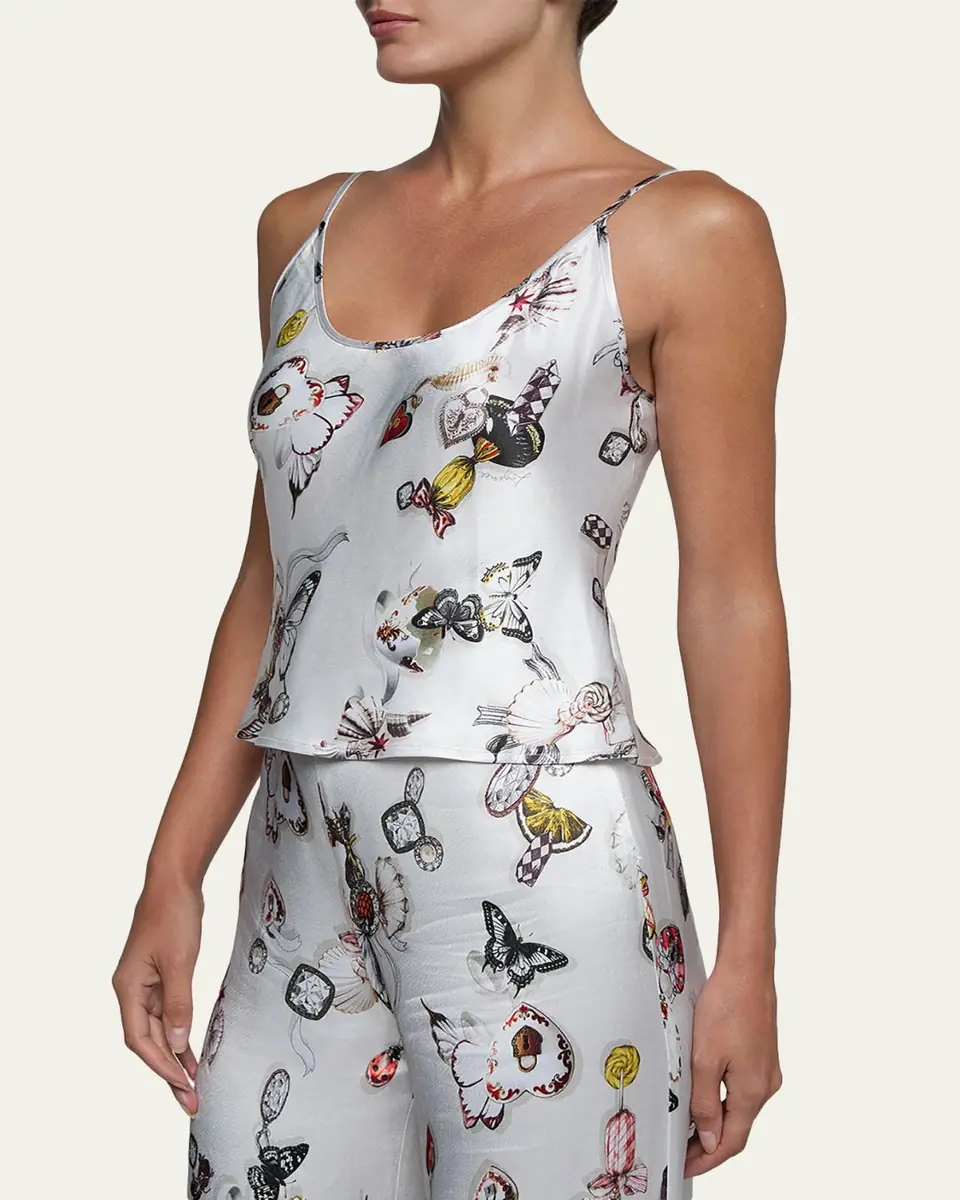 L'Agence Charmy Butterfly-Print Satin Cami | Thumbnail 4