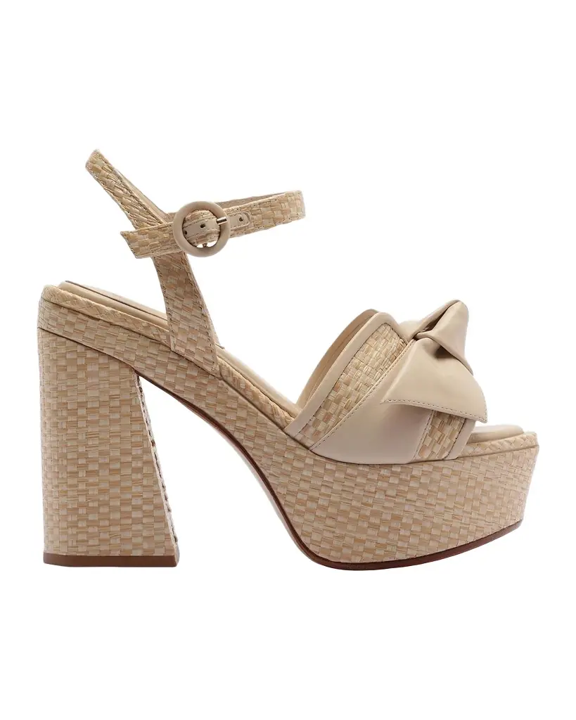 Alexandre Birman Maxi Clarita Flare 120MM Raffia & Leather Platform Sandals | Image 1 Alexandre Birman Maxi Clarita Flare 120MM Raffia & Leather Platform Sandals | Image 1