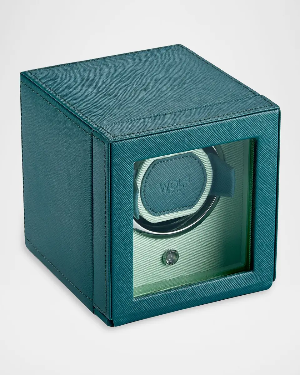 Wolf Cub Single Watch Winder with Cover, Seltzer Teal/Mint | Thumbnail 2 Wolf Cub Single Watch Winder with Cover, Seltzer Teal/Mint | Thumbnail 2