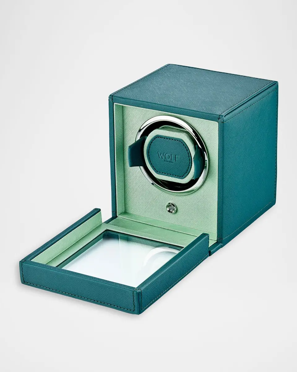 Wolf Cub Single Watch Winder with Cover, Seltzer Teal/Mint | Thumbnail 4 Wolf Cub Single Watch Winder with Cover, Seltzer Teal/Mint | Thumbnail 4