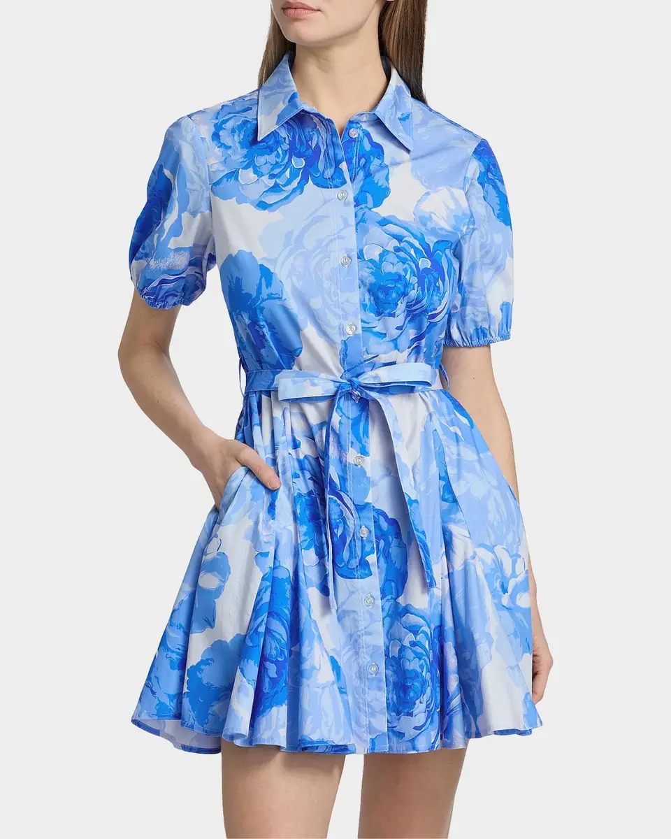 Milly Juni Printed Stretch Cotton Poplin Mini-Shirtdress | Thumbnail 4 Milly Juni Printed Stretch Cotton Poplin Mini-Shirtdress | Thumbnail 4