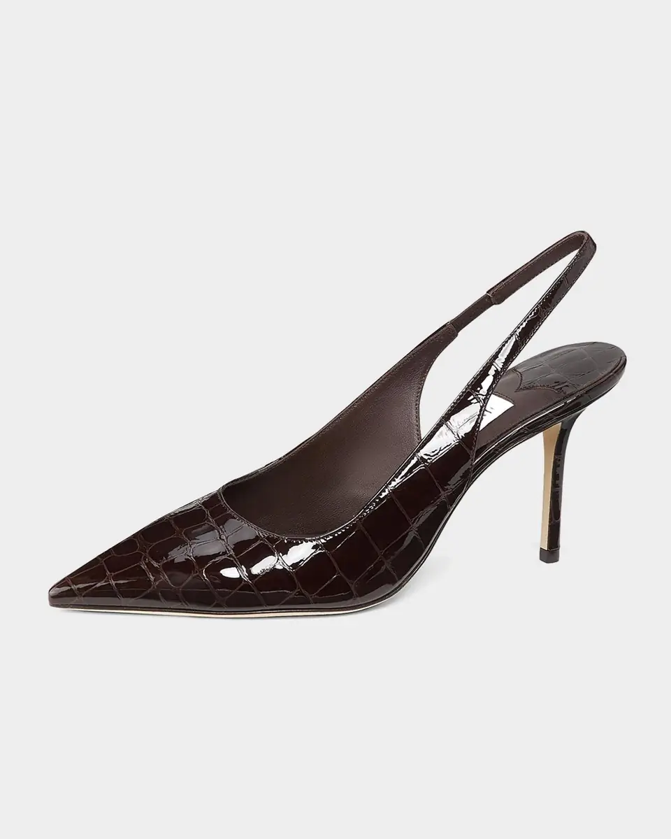 Jimmy Choo Love 85MM Croc-Embossed Leather Slingback Pumps | Thumbnail 2