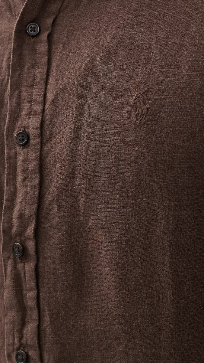 Polo Ralph Lauren Linen Button Down Shirt Nutmeg Brown | Thumbnail 6 Polo Ralph Lauren Linen Button Down Shirt Nutmeg Brown | Thumbnail 6