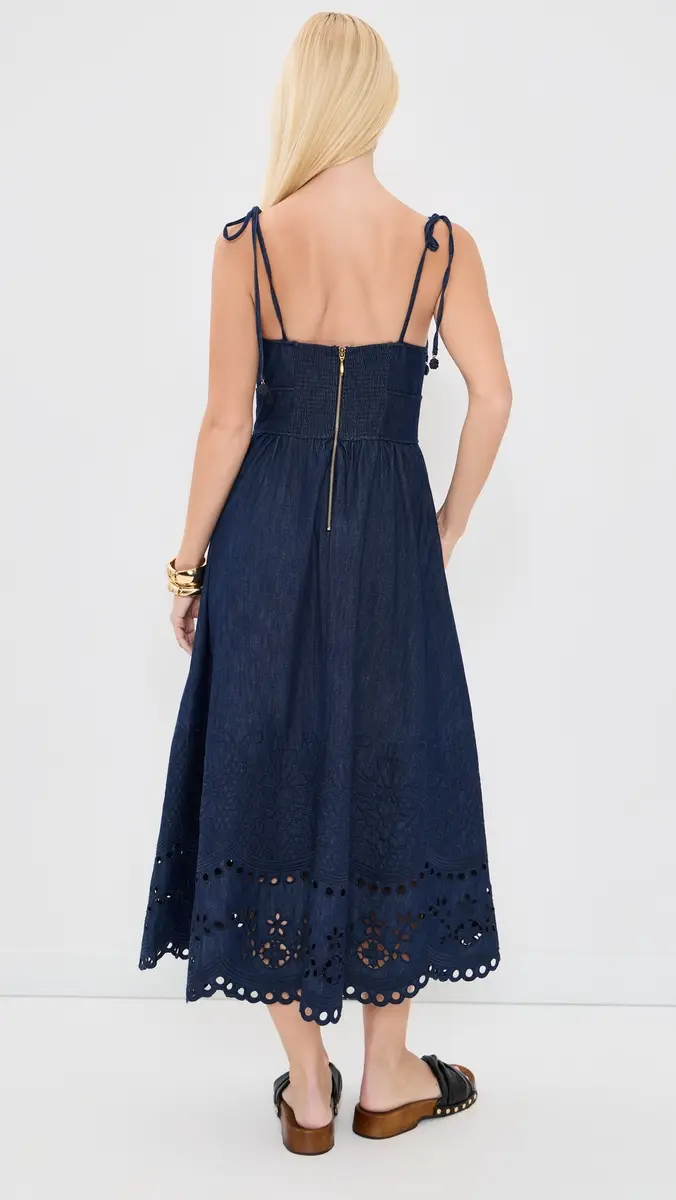 Zimmermann Mahon Broderie Denim Midi Dress Ink | Thumbnail 3 Zimmermann Mahon Broderie Denim Midi Dress Ink | Thumbnail 3