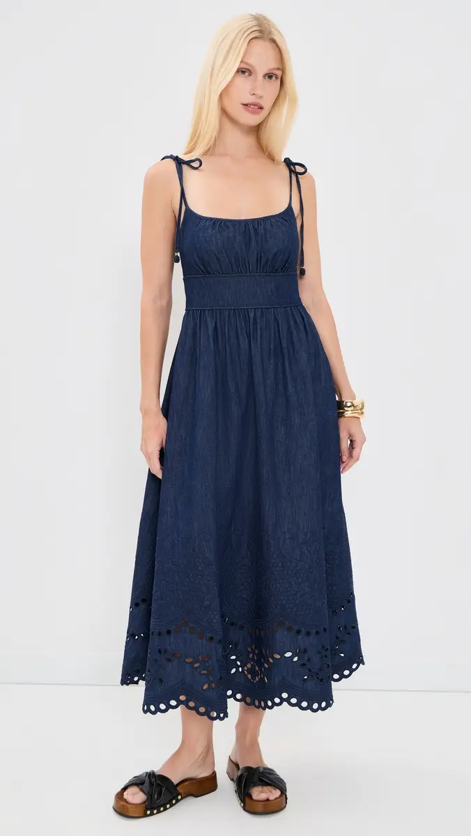 Zimmermann Mahon Broderie Denim Midi Dress Ink | Thumbnail 5 Zimmermann Mahon Broderie Denim Midi Dress Ink | Thumbnail 5
