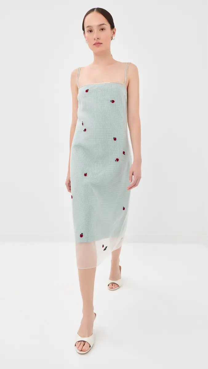 BERNADETTE Rachel Embroidered Silk Slip Dress | Thumbnail 2 BERNADETTE Rachel Embroidered Silk Slip Dress | Thumbnail 2