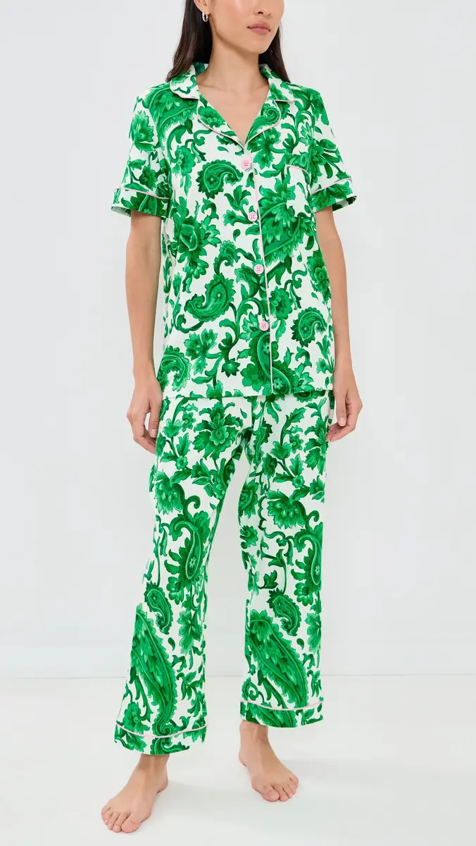 BedHead PJs Sorrento Verde Cropped Pajamas Set | Thumbnail 2 BedHead PJs Sorrento Verde Cropped Pajamas Set | Thumbnail 2