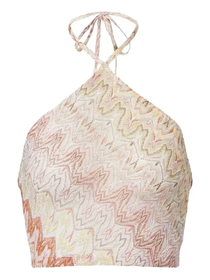 Zigzag halterneck lamé crop top Zigzag halterneck lamé crop top