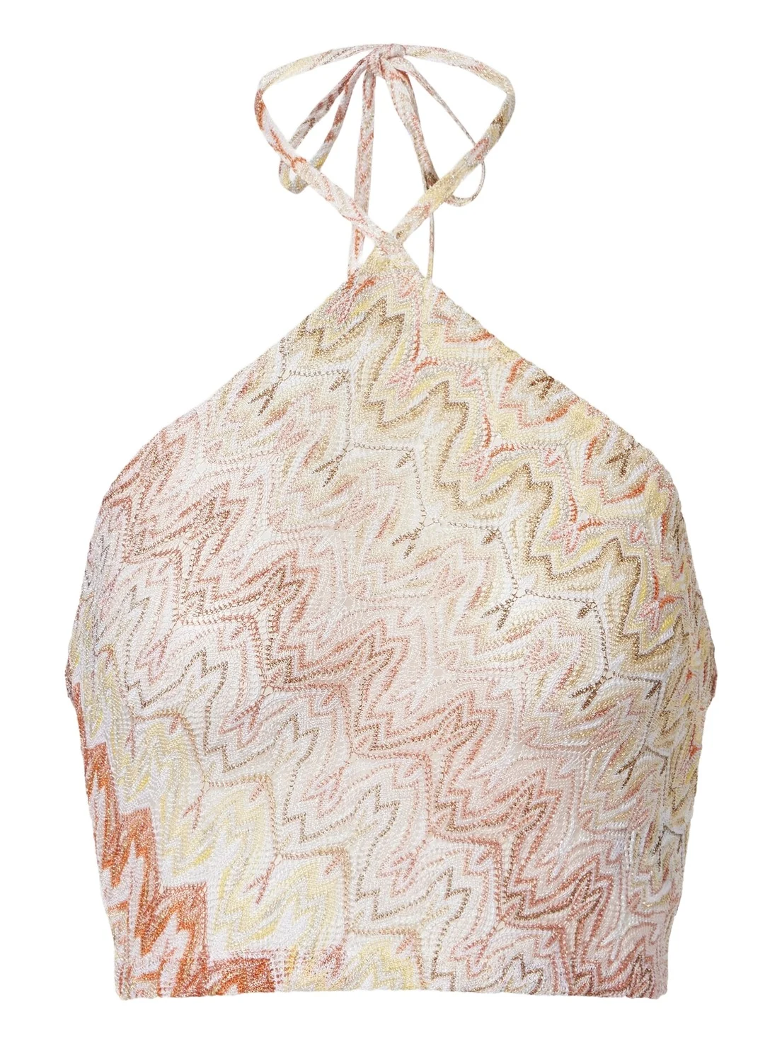 Zigzag halterneck lamé crop top Zigzag halterneck lamé crop top