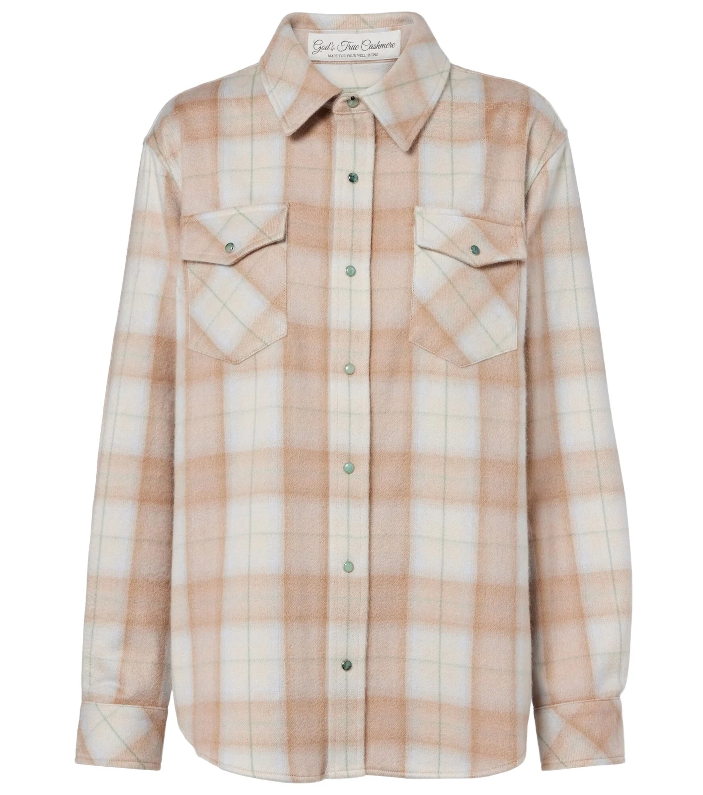 Champagne Tartan cashmere shirt with emerald Champagne Tartan cashmere shirt with emerald
