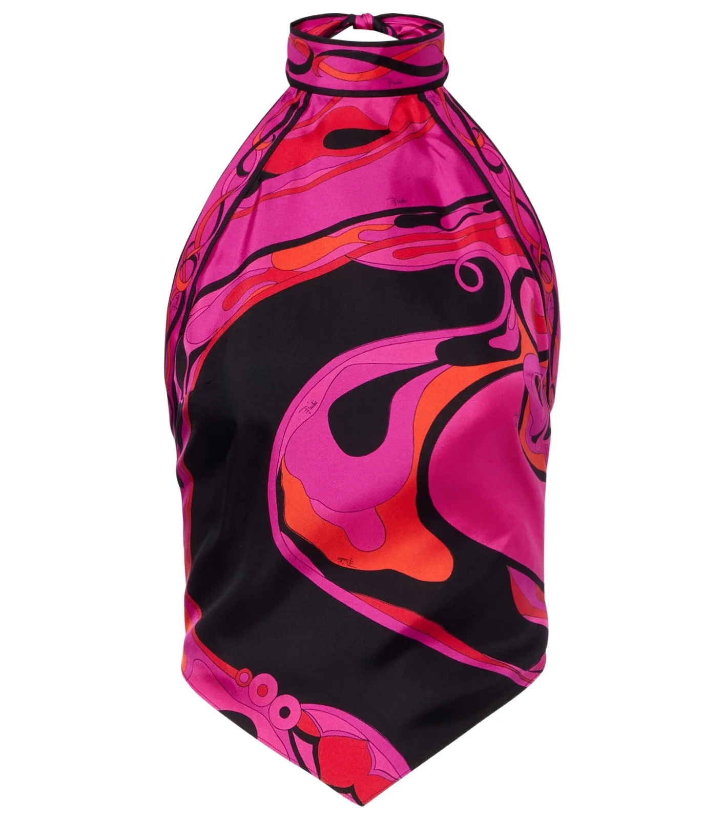 Orchidee halterneck silk twill top