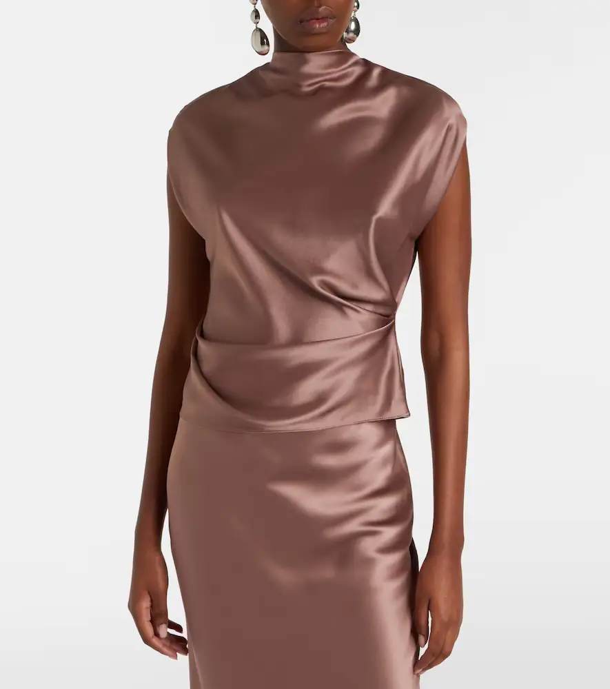 The Sei Draped silk satin top | Thumbnail 4