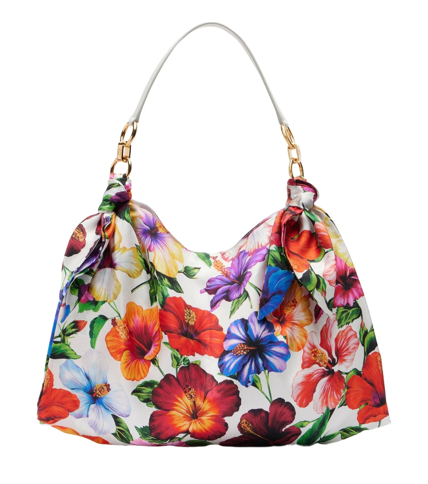 Medium floral satin shoulder bag