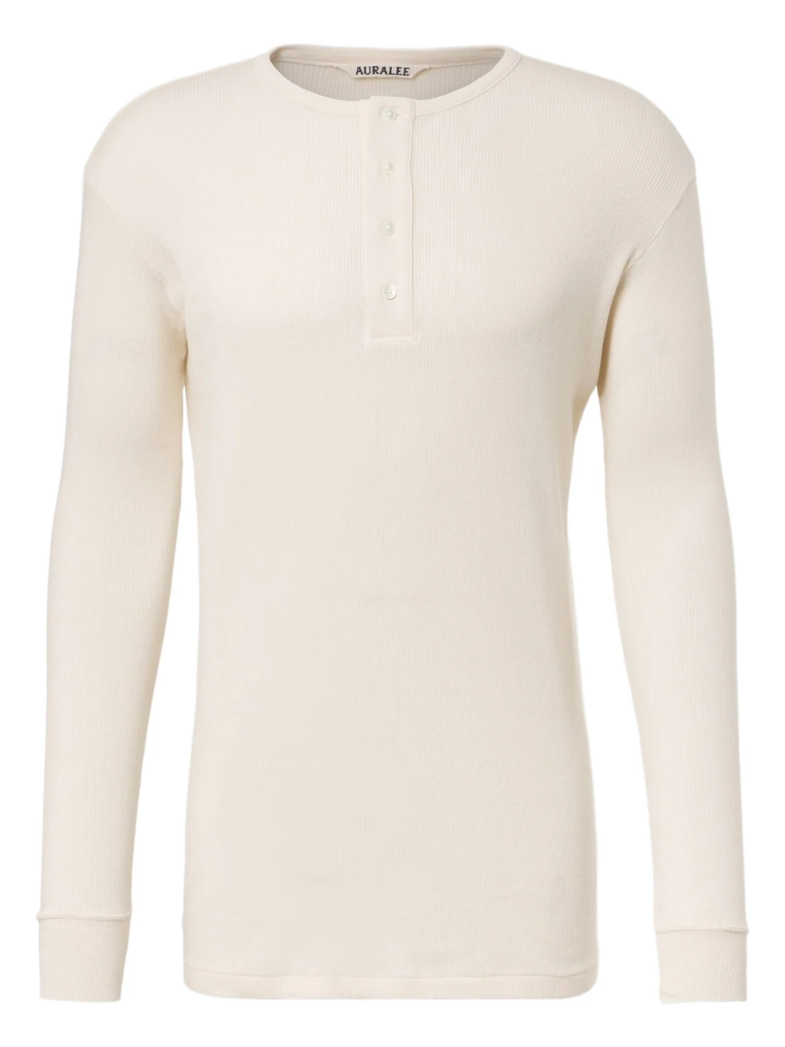 Auralee Ribbed-knit cotton Henley shirt