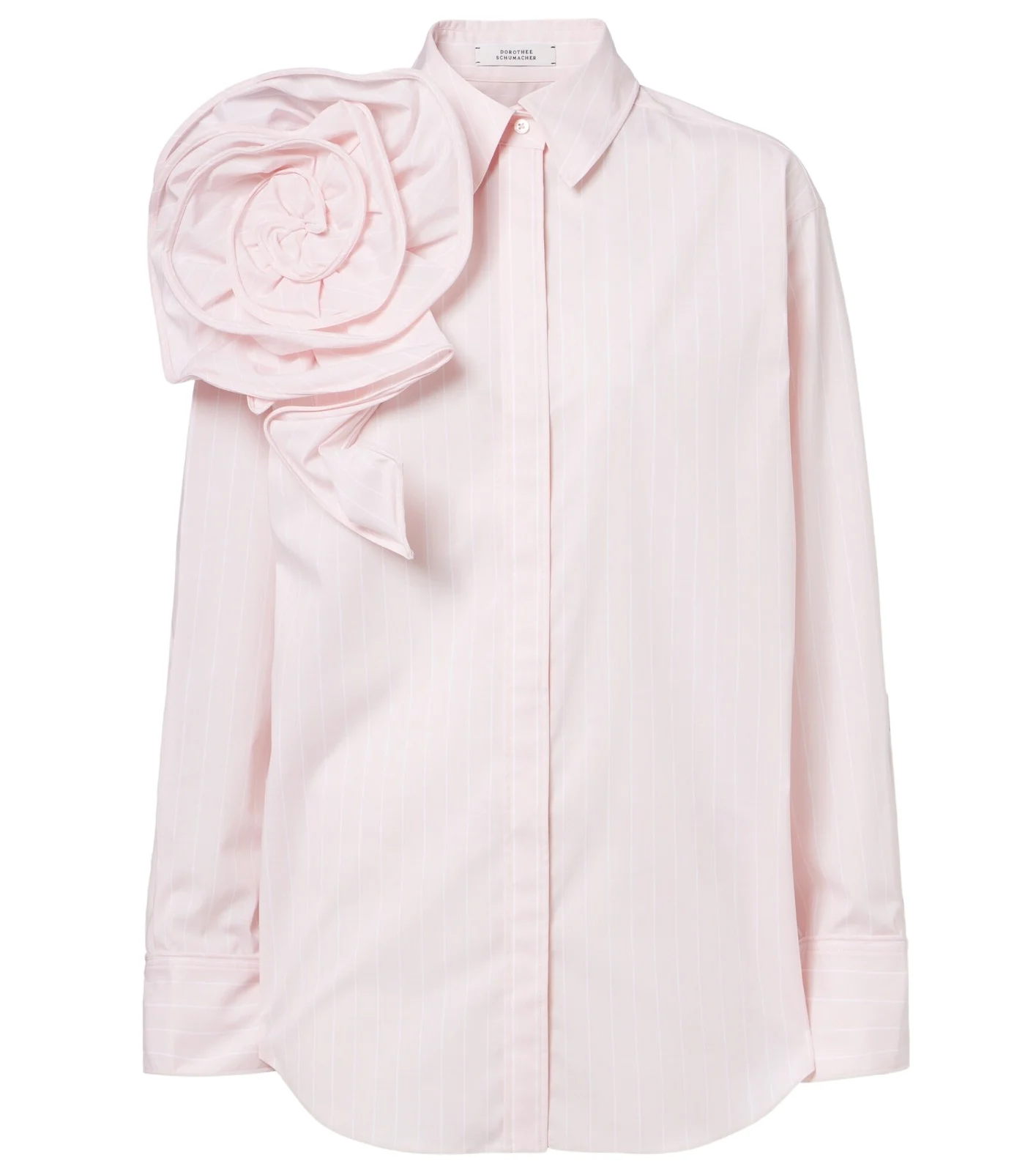 Striped Power floral-appliqué cotton-blend shirt Striped Power floral-appliqué cotton-blend shirt