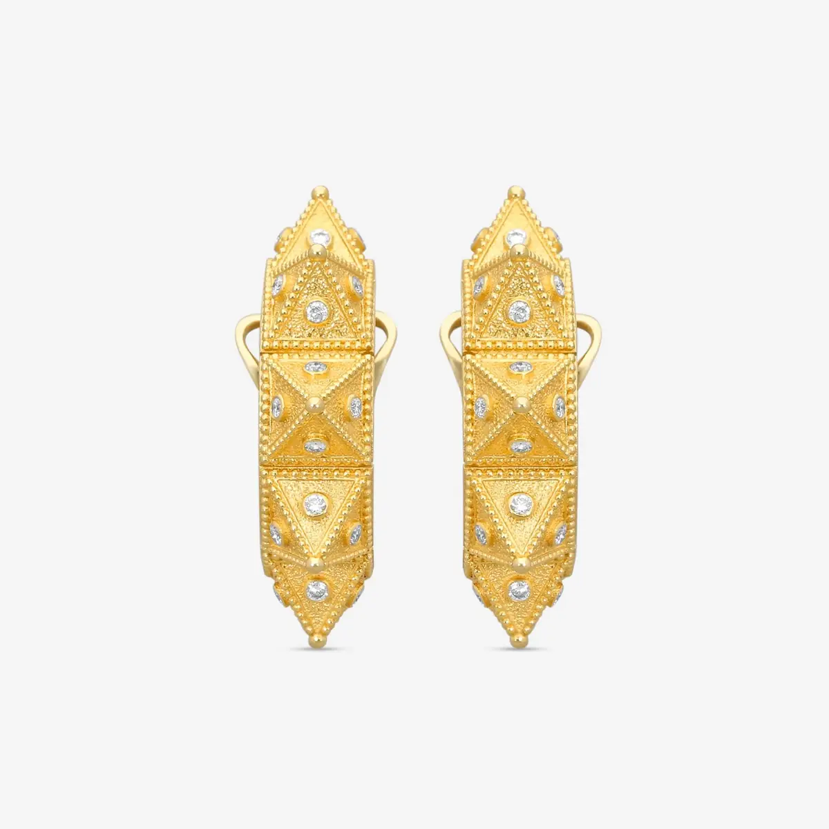 Cosibelli and Company Cosibelli Queen 18K Yellow Gold Classic Geometric Diamond Clip Earrings by The Solist | Thumbnail 2 Cosibelli and Company Cosibelli Queen 18K Yellow Gold Classic Geometric Diamond Clip Earrings by The Solist | Thumbnail 2