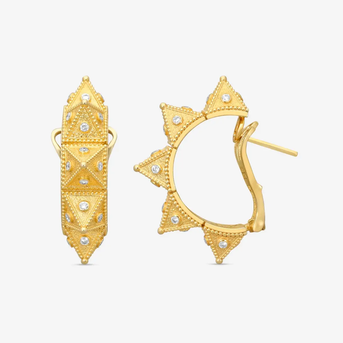 Cosibelli and Company Cosibelli Queen 18K Yellow Gold Classic Geometric Diamond Clip Earrings by The Solist | Thumbnail 3 Cosibelli and Company Cosibelli Queen 18K Yellow Gold Classic Geometric Diamond Clip Earrings by The Solist | Thumbnail 3