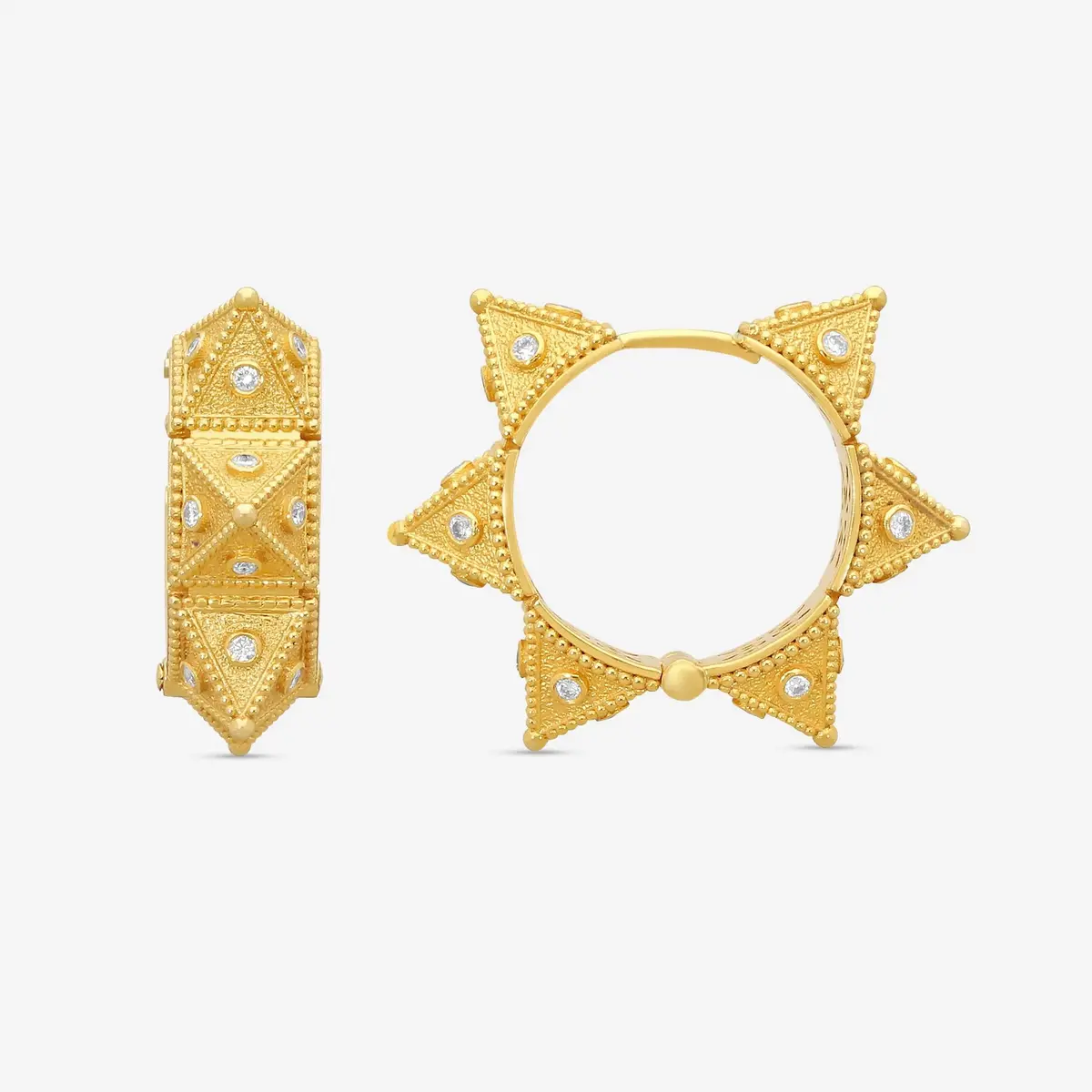 Cosibelli and Company Cosibelli Queen 18K Yellow Gold Classic Geometric Diamond Hoop Earrings by The Solist | Thumbnail 3 Cosibelli and Company Cosibelli Queen 18K Yellow Gold Classic Geometric Diamond Hoop Earrings by The Solist | Thumbnail 3