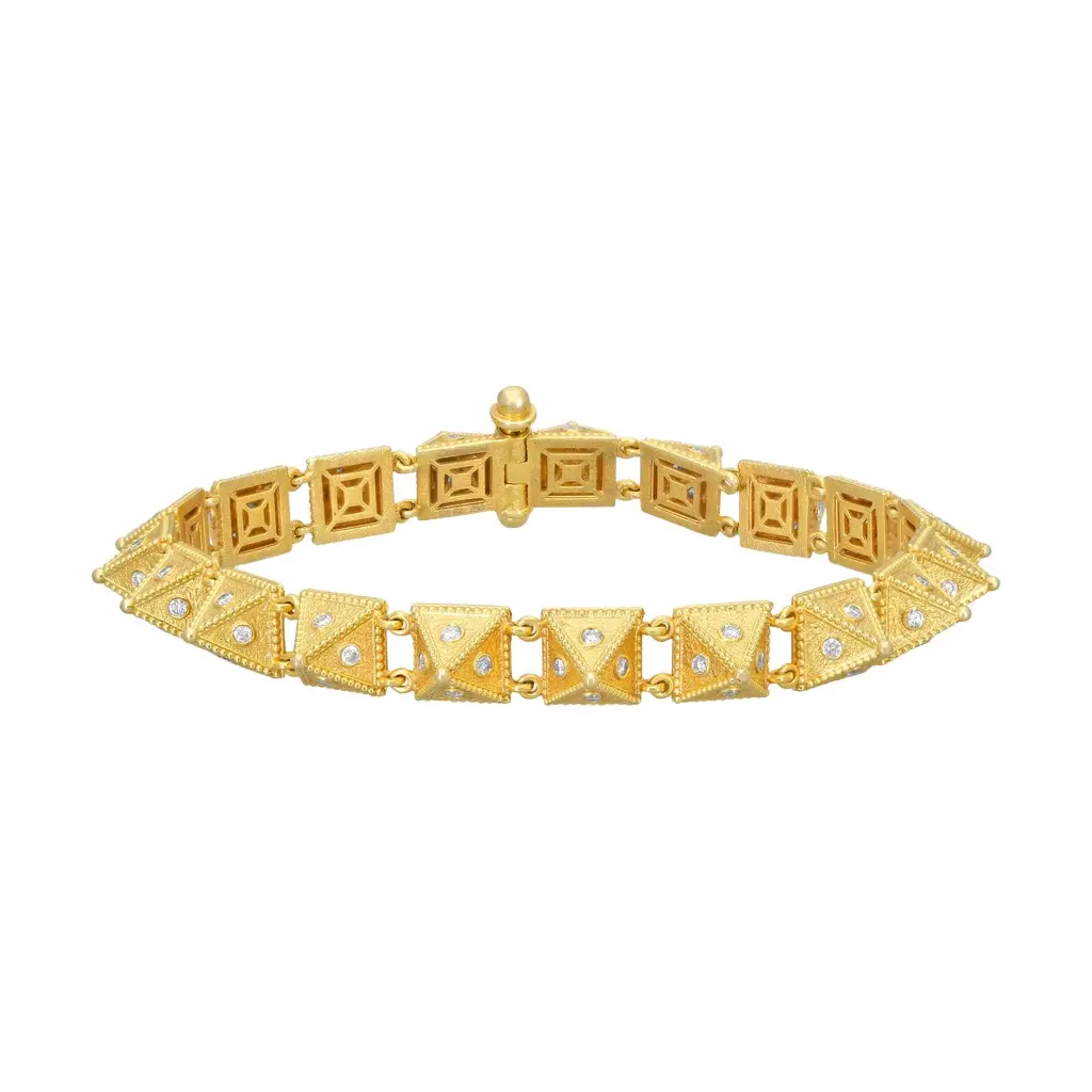 Cosibelli and Company Cosibelli Queen 18K Yellow Gold Classic Geometric Diamond Link Bracelet by The Solist | Image 1 Cosibelli and Company Cosibelli Queen 18K Yellow Gold Classic Geometric Diamond Link Bracelet by The Solist | Image 1