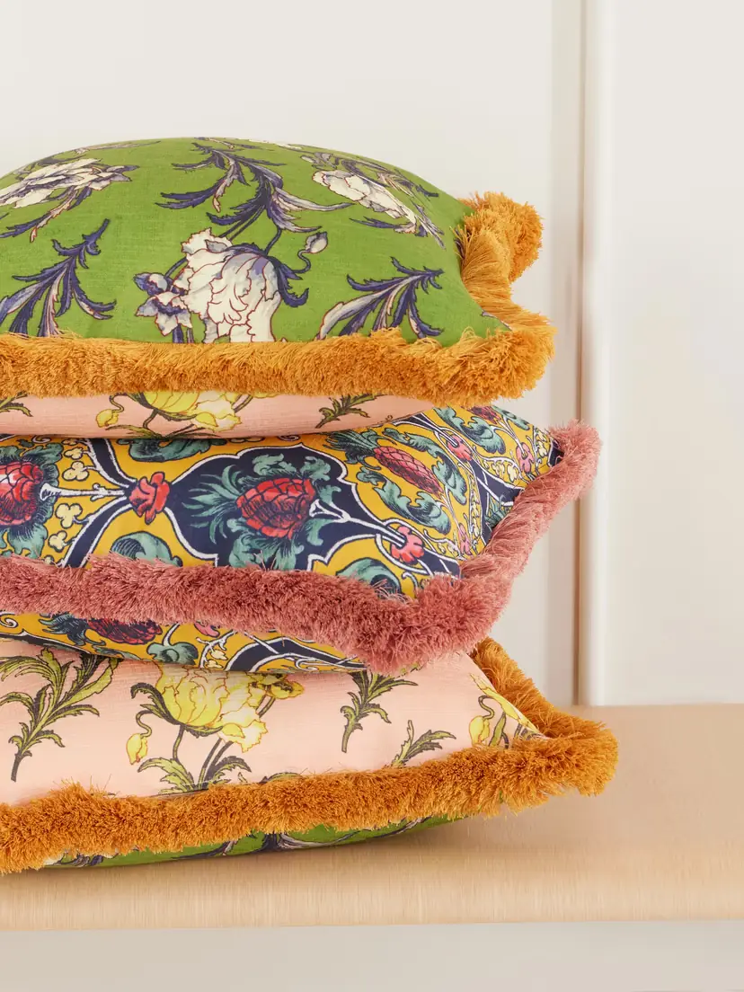 La DoubleJ Floral-printed Fringed-trimmed Cushion | Thumbnail 2