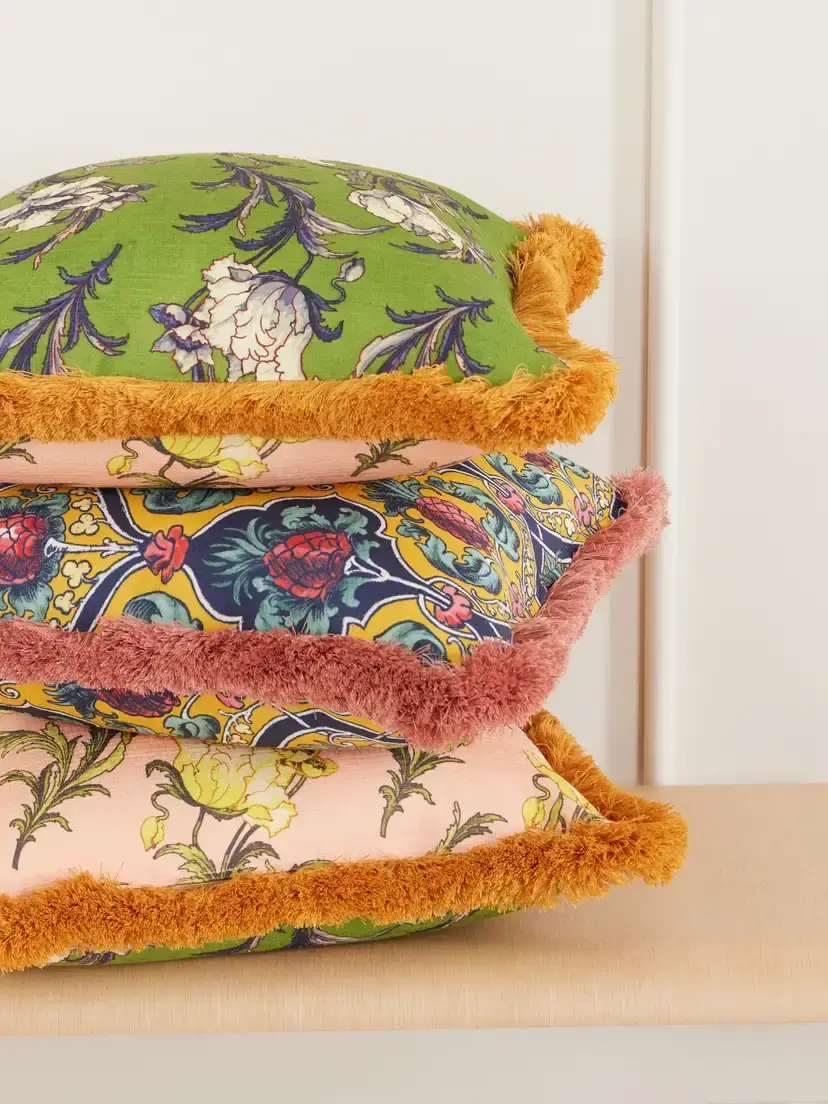 La DoubleJ Floral-printed Fringed-trimmed Cushion | Thumbnail 2