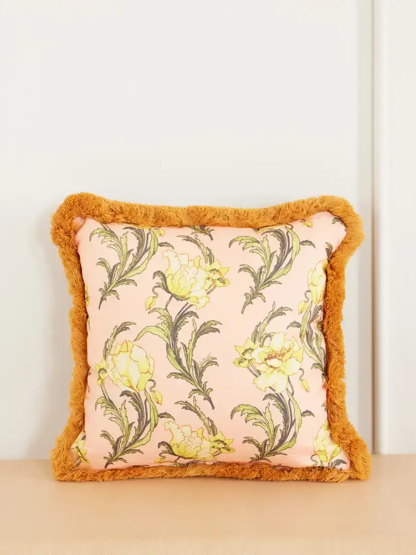 La DoubleJ Floral-printed Fringed-trimmed Cushion | Thumbnail 3