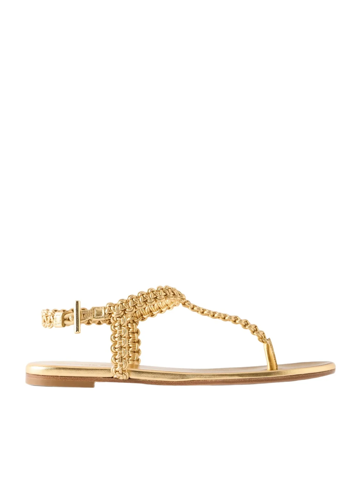 Gianvito Rossi Braided Metallic Leather Thong Sandals