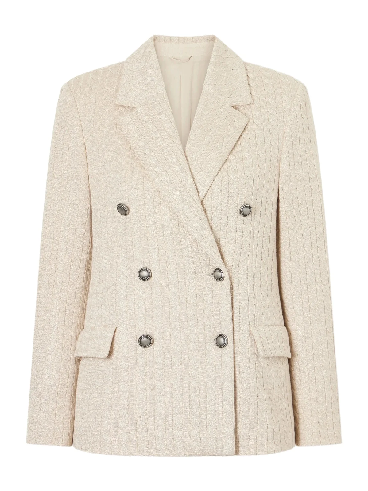 Brunello Cucinelli Cable-knit Cotton-blend Double-breasted Blazer