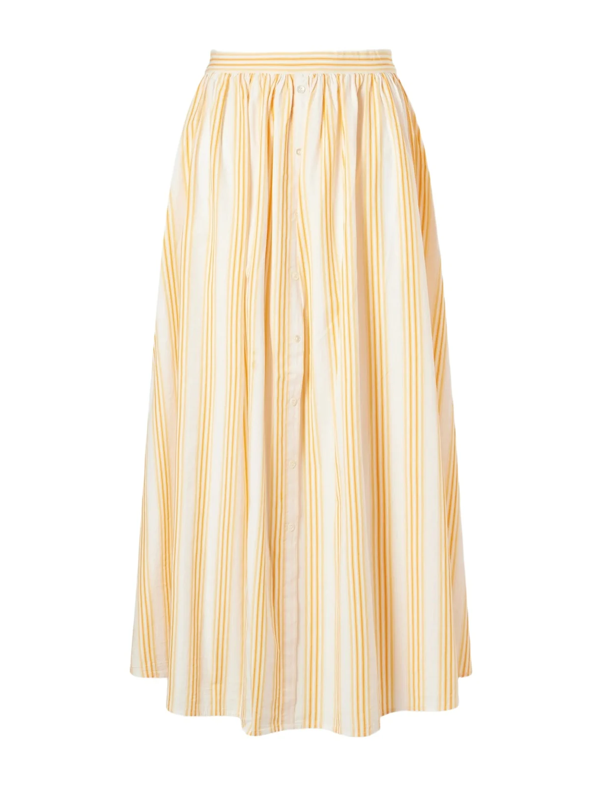 Easy Does It Pleated Striped Cotton-poplin Midi Skirt