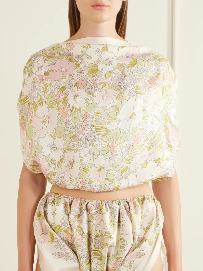 Calvin Klein Collection Floral-print Silk Cropped Tank | Thumbnail 3