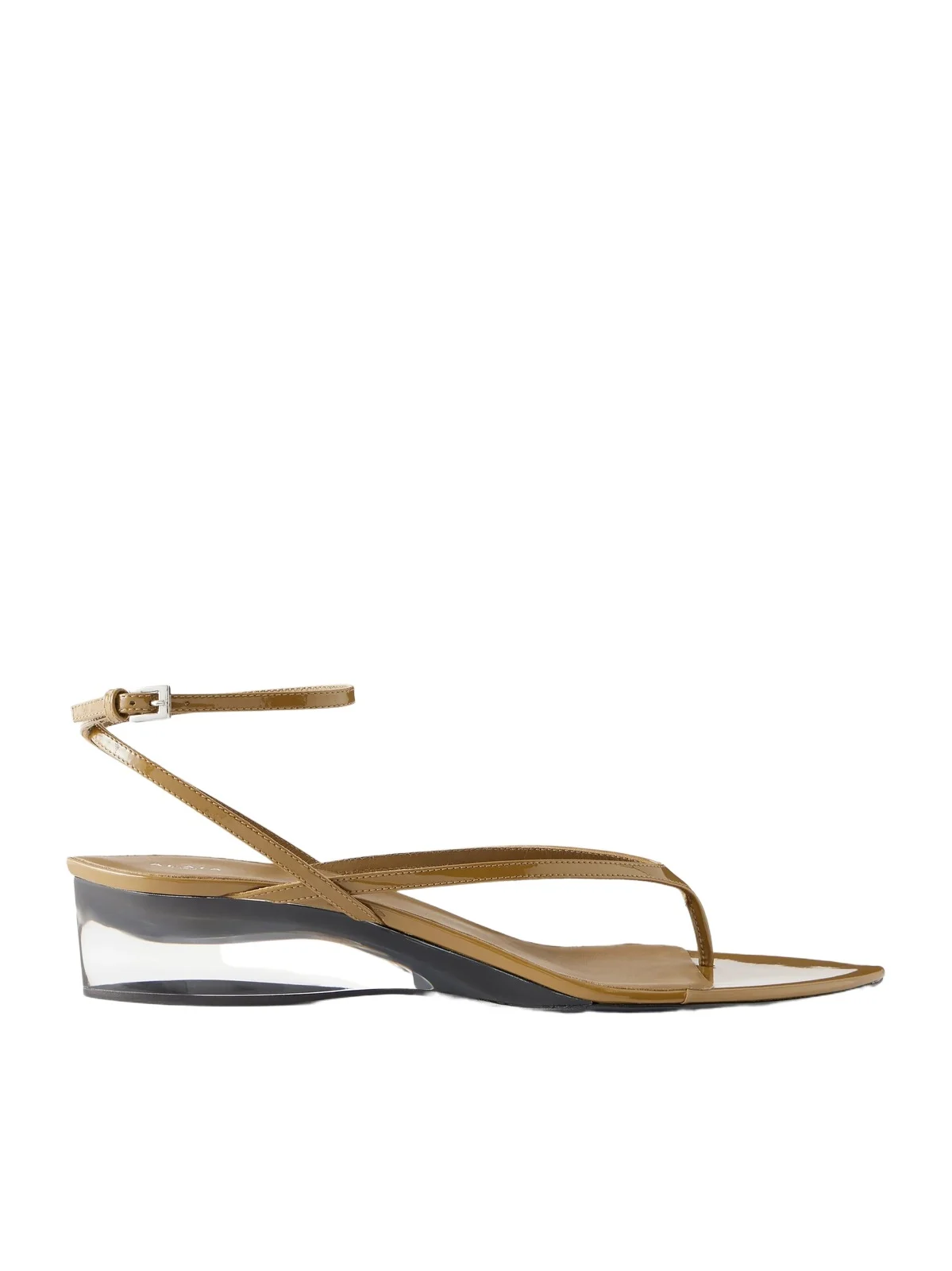 Patent Leather And Plexiglass Wedge Sandals