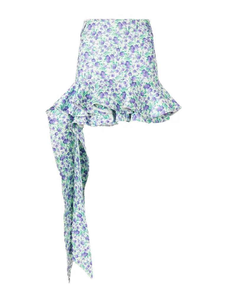 Rabanne Tie-detailed Ruffled Floral-print Stretch-jersey Mini Skirt | Image 1 Rabanne Tie-detailed Ruffled Floral-print Stretch-jersey Mini Skirt | Image 1
