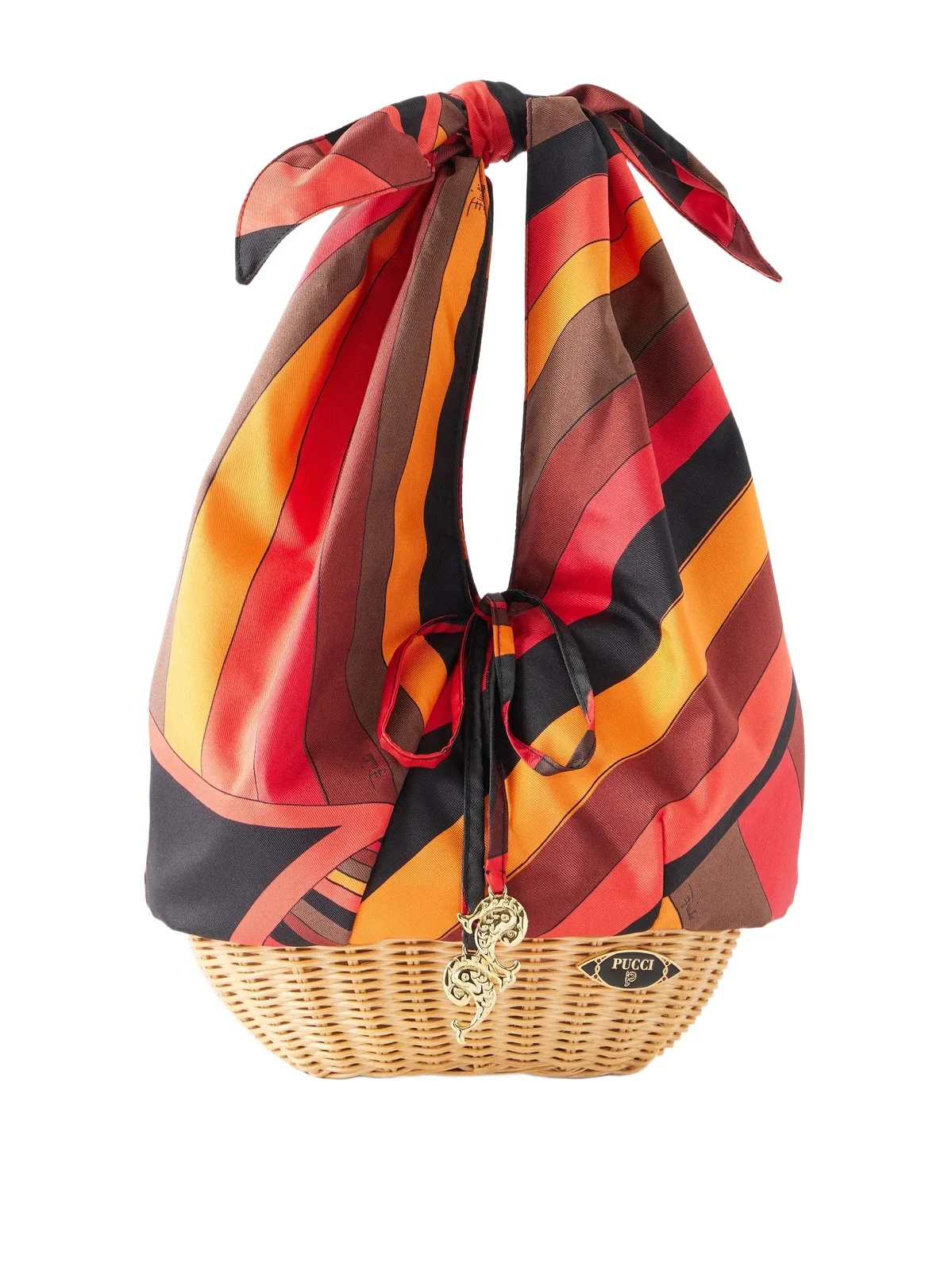 Picnic Embellished Bamboo-trimmed Silk-twill Clutch Picnic Embellished Bamboo-trimmed Silk-twill Clutch