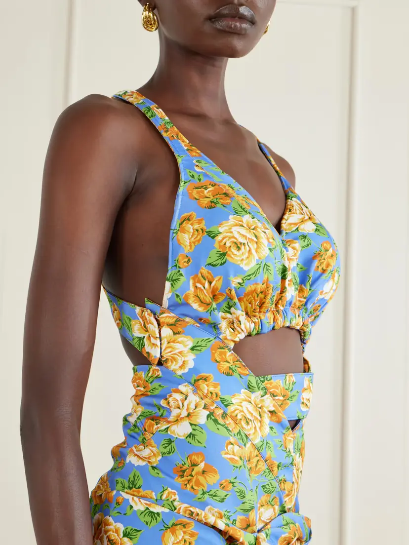 Rabanne Tie-detailed Cutout Floral-print Stretch-jersey Playsuit | Thumbnail 5 Rabanne Tie-detailed Cutout Floral-print Stretch-jersey Playsuit | Thumbnail 5