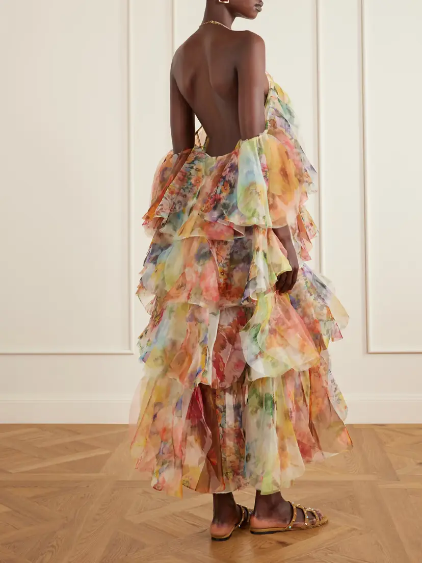 Zimmermann Luna Tiered Ruffled Floral-print Chiffon Halterneck Midi Dress | Thumbnail 3 Zimmermann Luna Tiered Ruffled Floral-print Chiffon Halterneck Midi Dress | Thumbnail 3