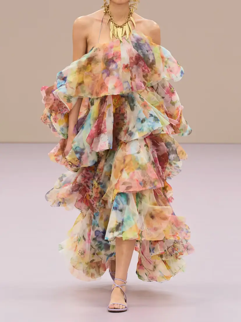 Zimmermann Luna Tiered Ruffled Floral-print Chiffon Halterneck Midi Dress | Thumbnail 6 Zimmermann Luna Tiered Ruffled Floral-print Chiffon Halterneck Midi Dress | Thumbnail 6
