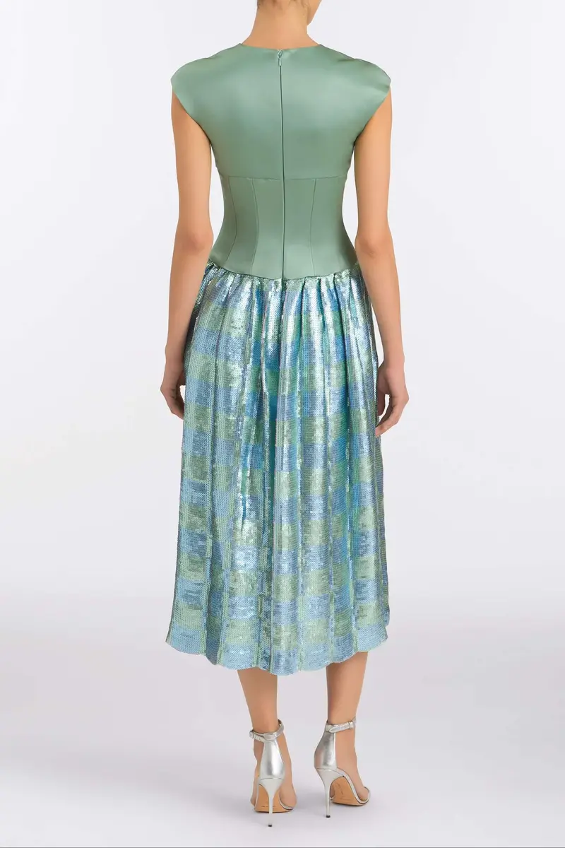 Markarian Aloe Gingham Sequin Drop Waist Dress | Thumbnail 5