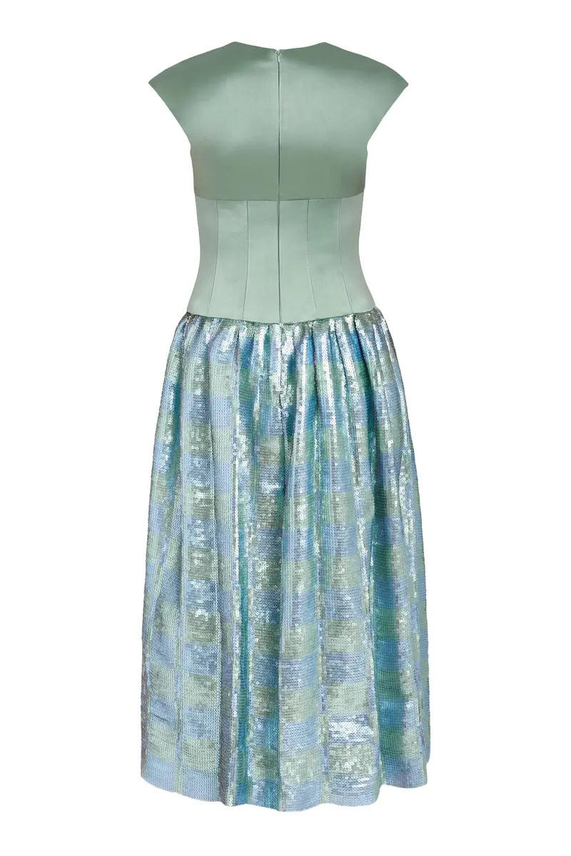 Markarian Aloe Gingham Sequin Drop Waist Dress | Thumbnail 6